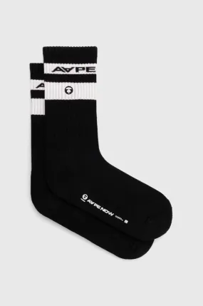 AAPE socks Rib w/ Stripe men's black color ASO5135