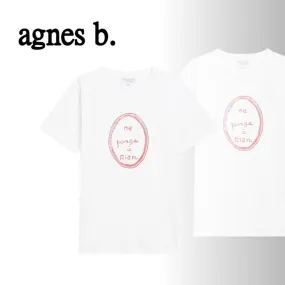 Agnes b  |Crew Neck Unisex Street Style Plain Cotton Short Sleeves