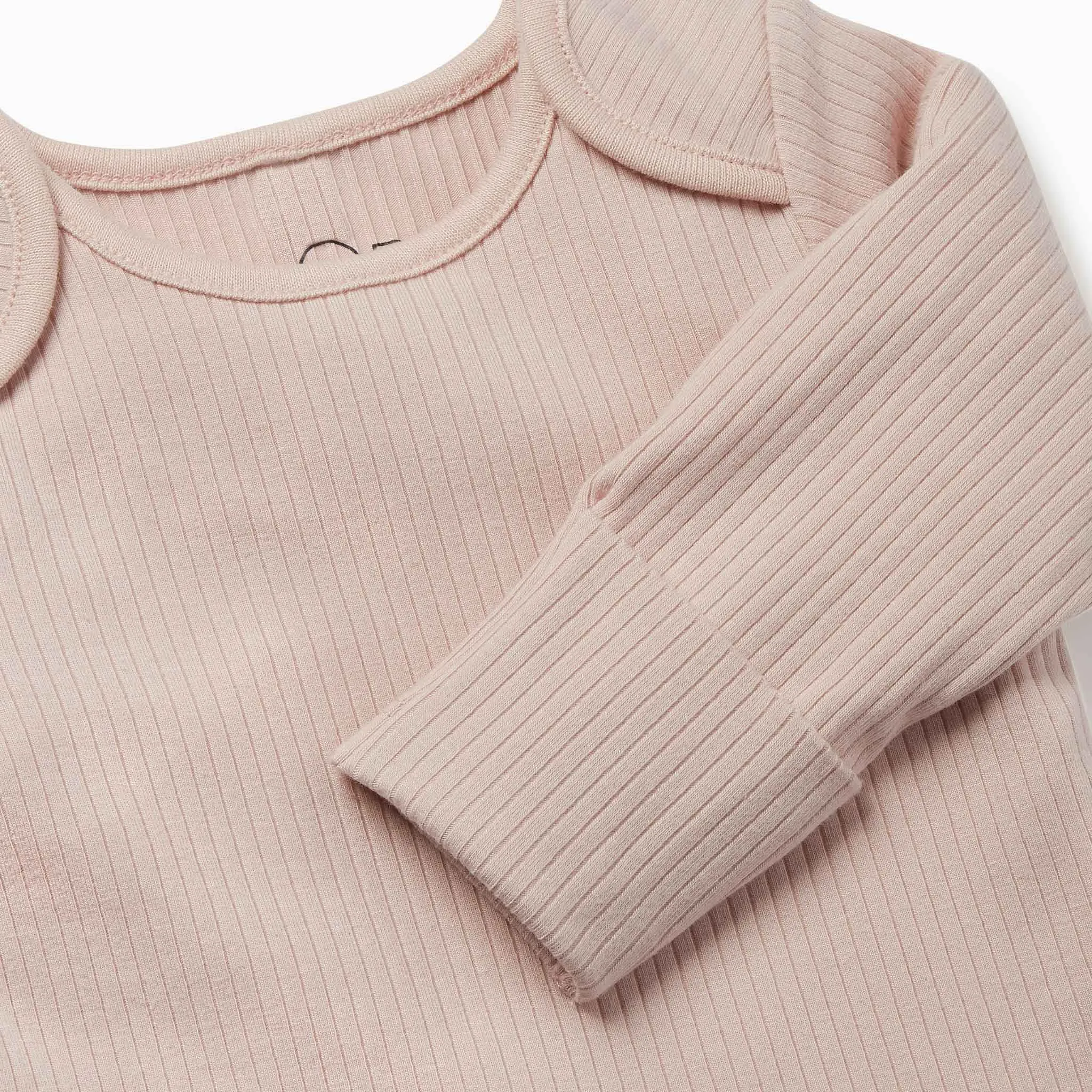 Blush Ribbed Long Sleeve Bodysuit