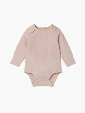 Blush Ribbed Long Sleeve Bodysuit