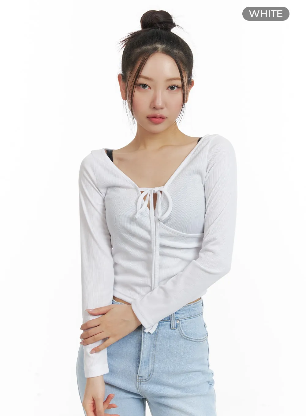 Bowknot Cross Wrap Long Sleeve OM429