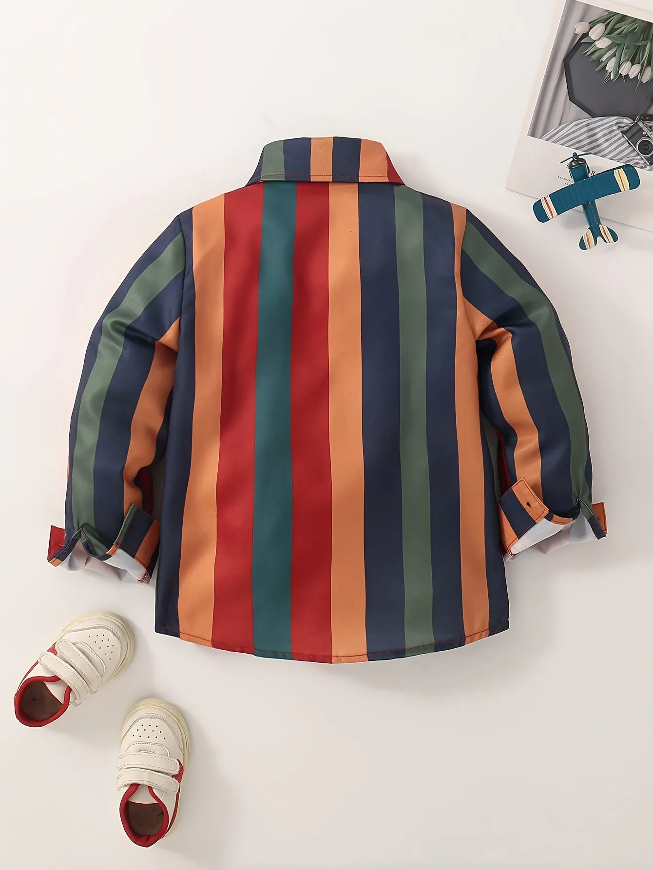 Boys Vibrant Striped Shirt Trendy Casual Vacation Top