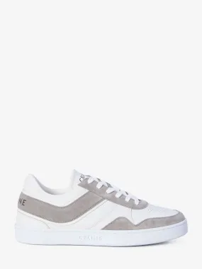 CELINE Luxury Trainer Sneakers in White and Grey Calfskin