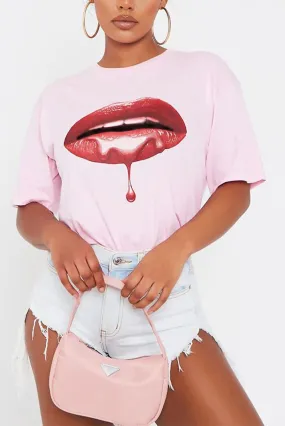 Dripping Red Lip  Over-sized TEE For Summer 2021