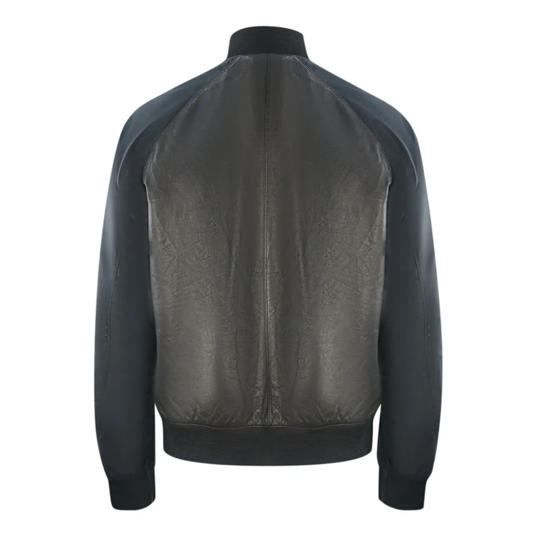 Emporio Armani Contrast Arms Black Leather Jacket