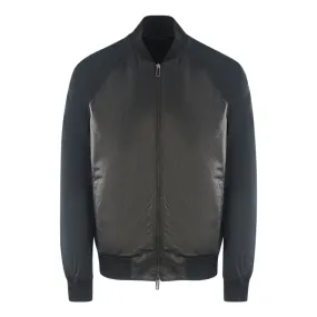 Emporio Armani Contrast Arms Black Leather Jacket