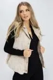 Faux  Leather  And Fur  Gilet- Beige