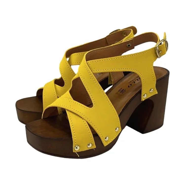 Gallo Shoes 436 Sandali Donna Tacco Alto Con Cinturino Giallo