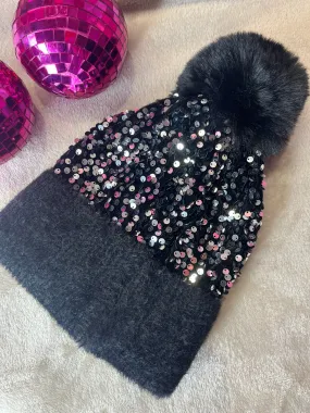 Glitzy Glam Sequin PomPom Hat