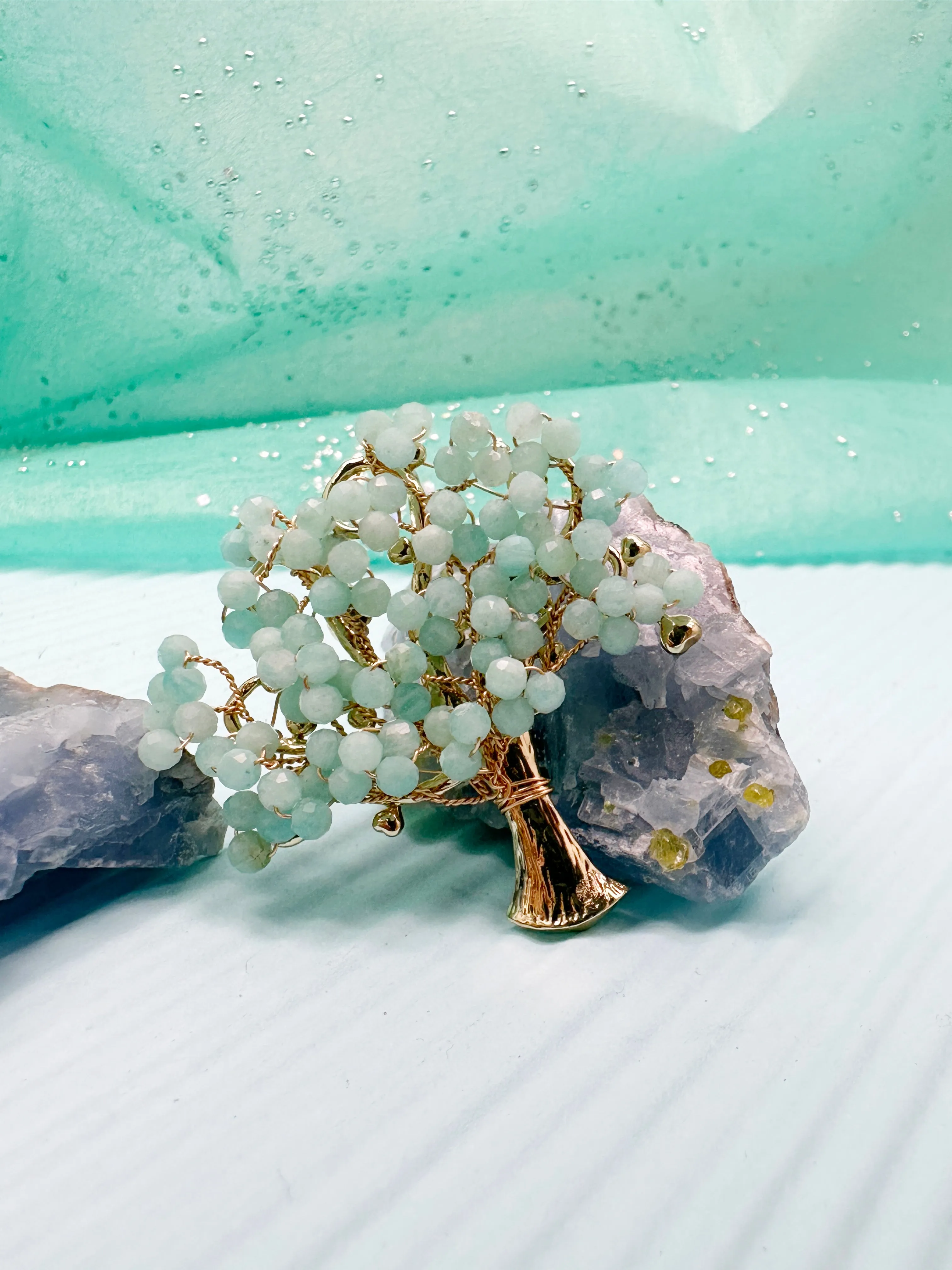 Handcrafted Amazonite Tree Brooch LP004