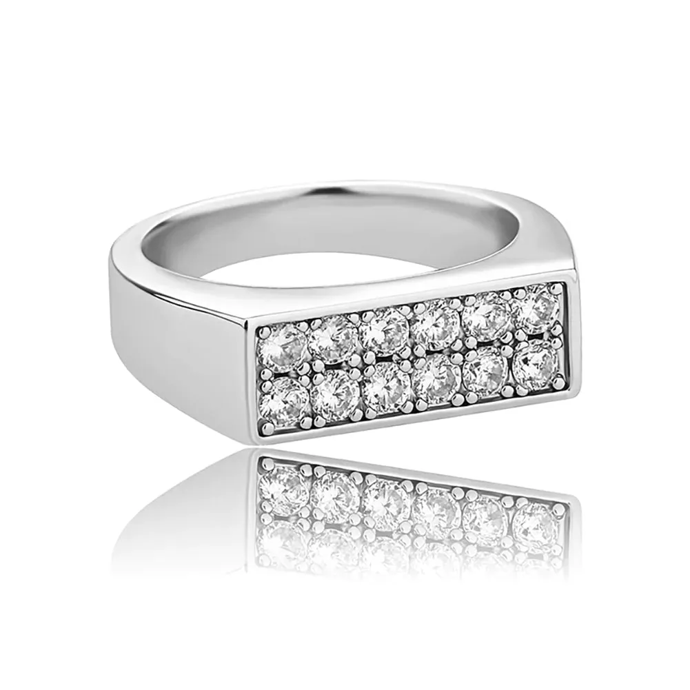 Iced Out Cubic Zirconia Bridal Ring for Women Hip Hop Rock Fashion Jewelry