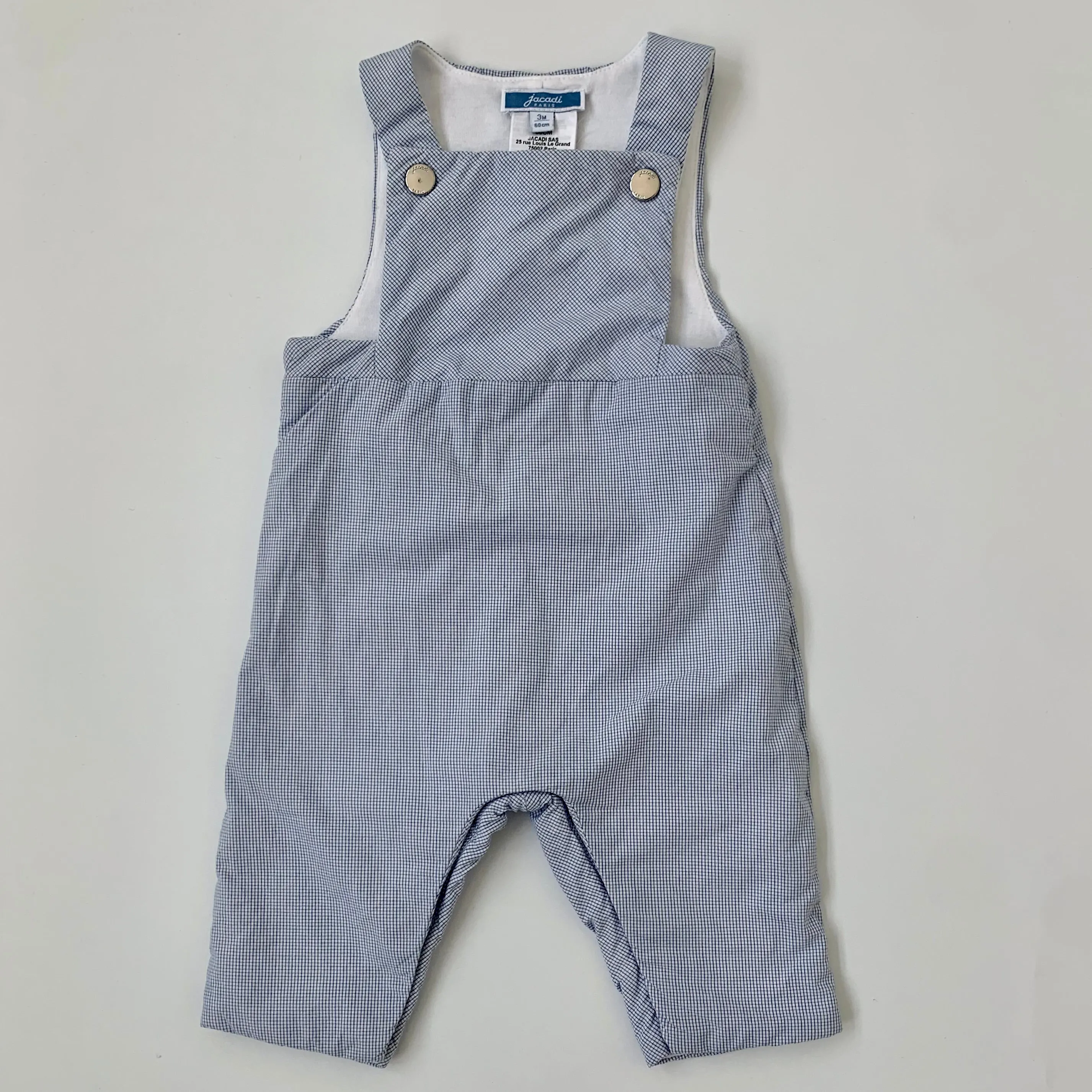 Jacadi Blue And White Check Romper: 3 Months