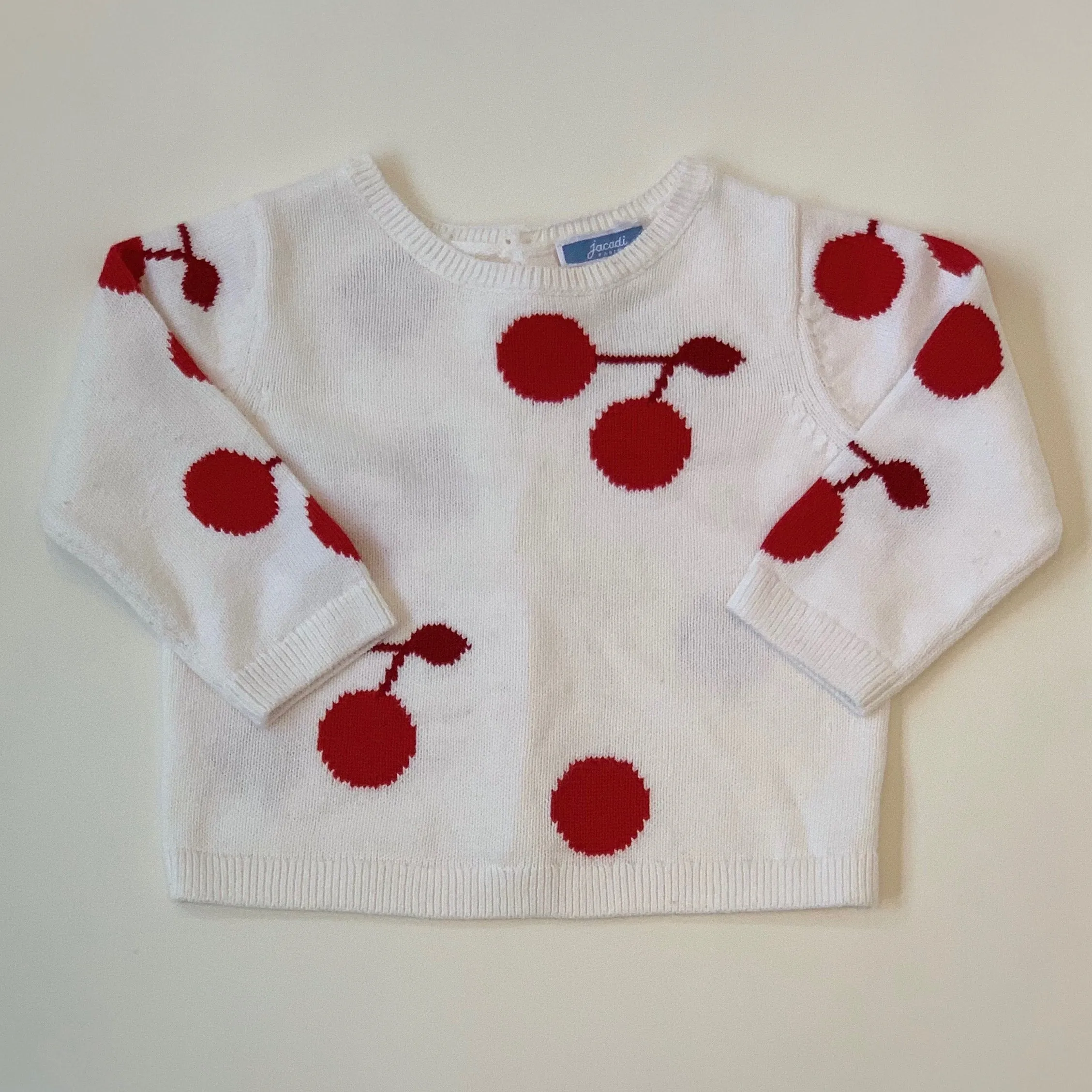 Jacadi White Cotton Jumper With Cherry Motif: 12 Months