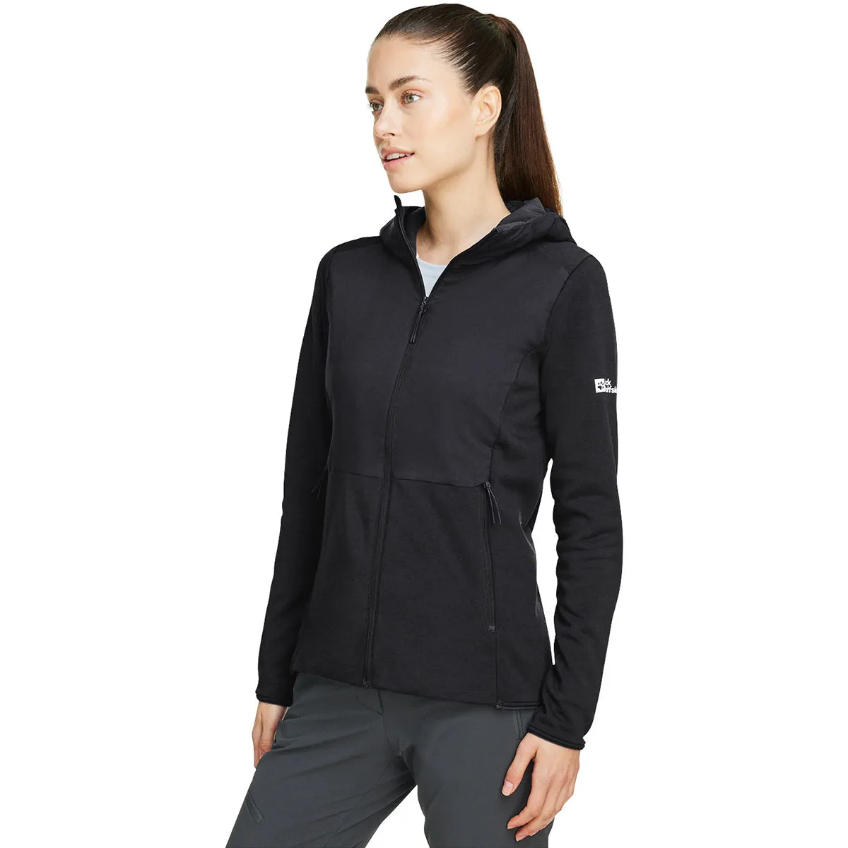 Jack Wolfskin Women's Black Pack and Go Rain Hybrid Jacket