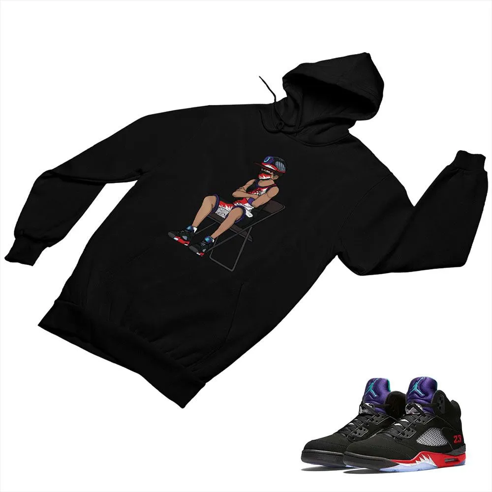 Jordan 5 Top 3 Black Matching Custom Designed Hoodies JD 5-2-7-14