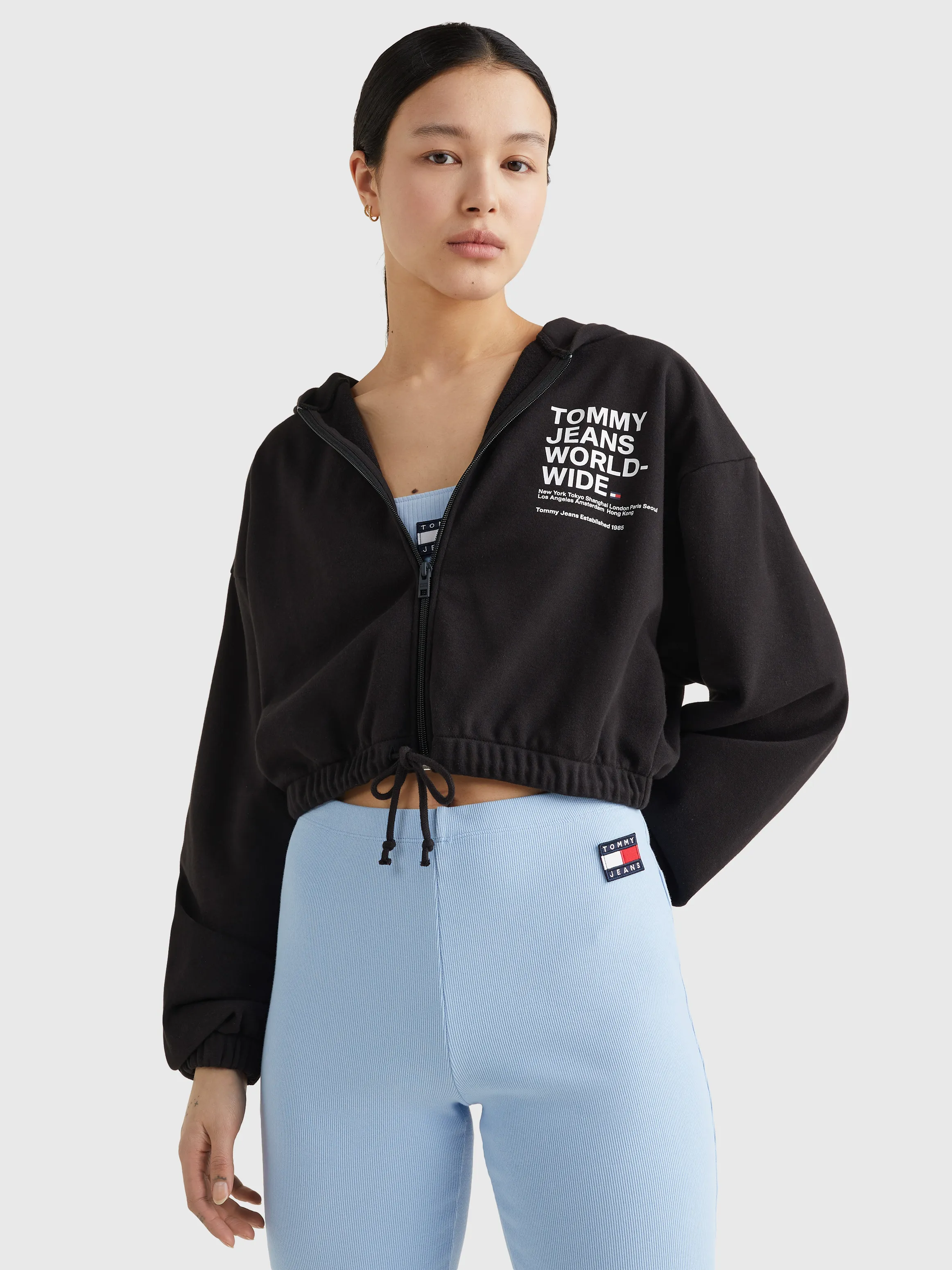 Logo Cropped Zip-Thru Hoodies | Sweatshirts & Hoodies | Tommy Jeans