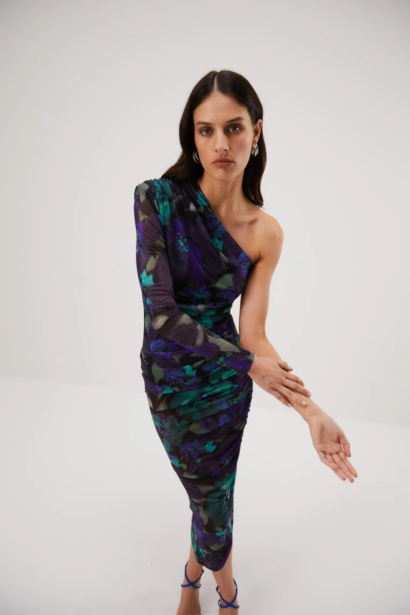 Misha Ramona Mesh Midi Dress - Water Color Floral