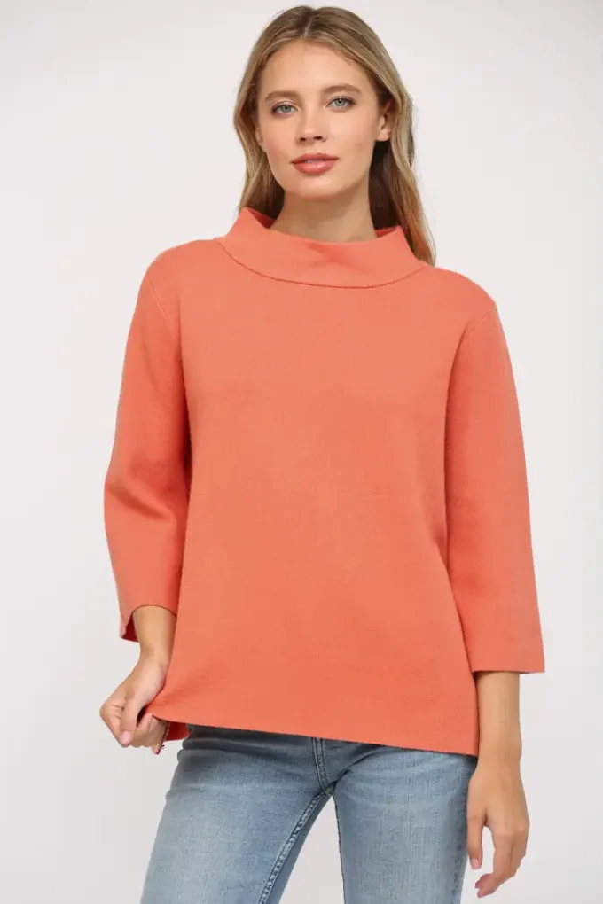 Mock Neck Pull Over Sweater/Bell Sleeve