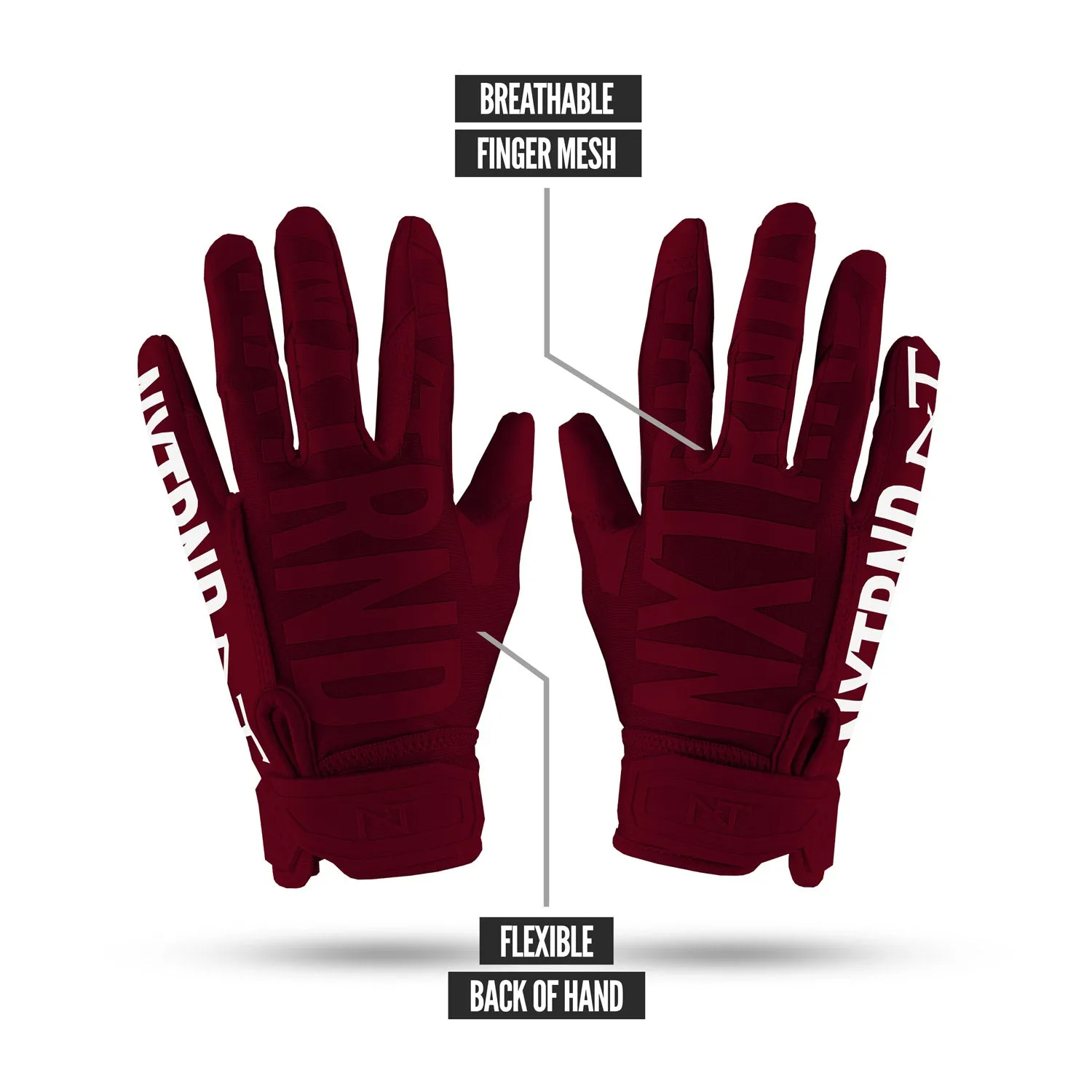 NXTRND G1 Football Gloves Maroon