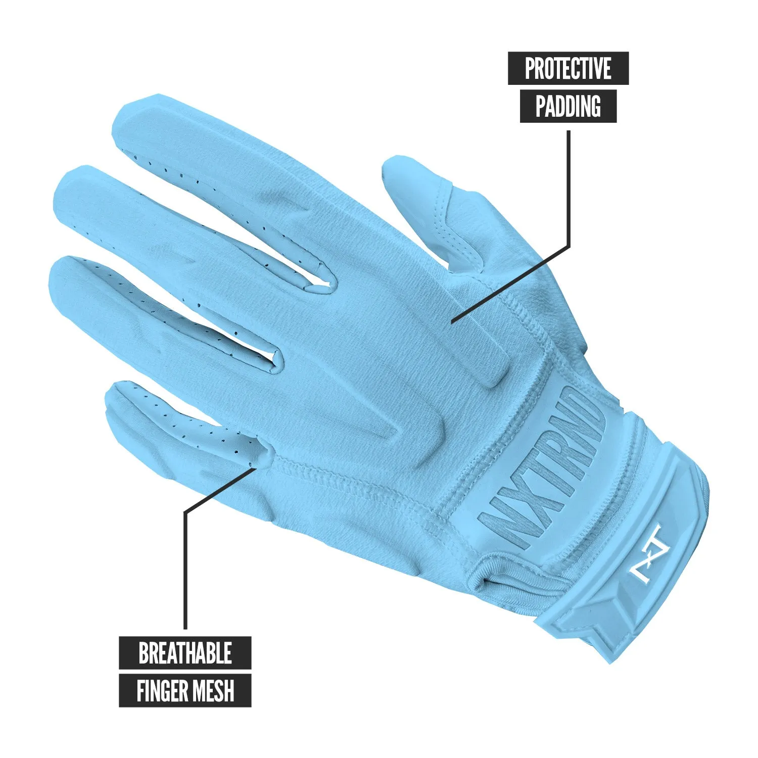 NXTRND G3 Padded Football Gloves Columbia Blue