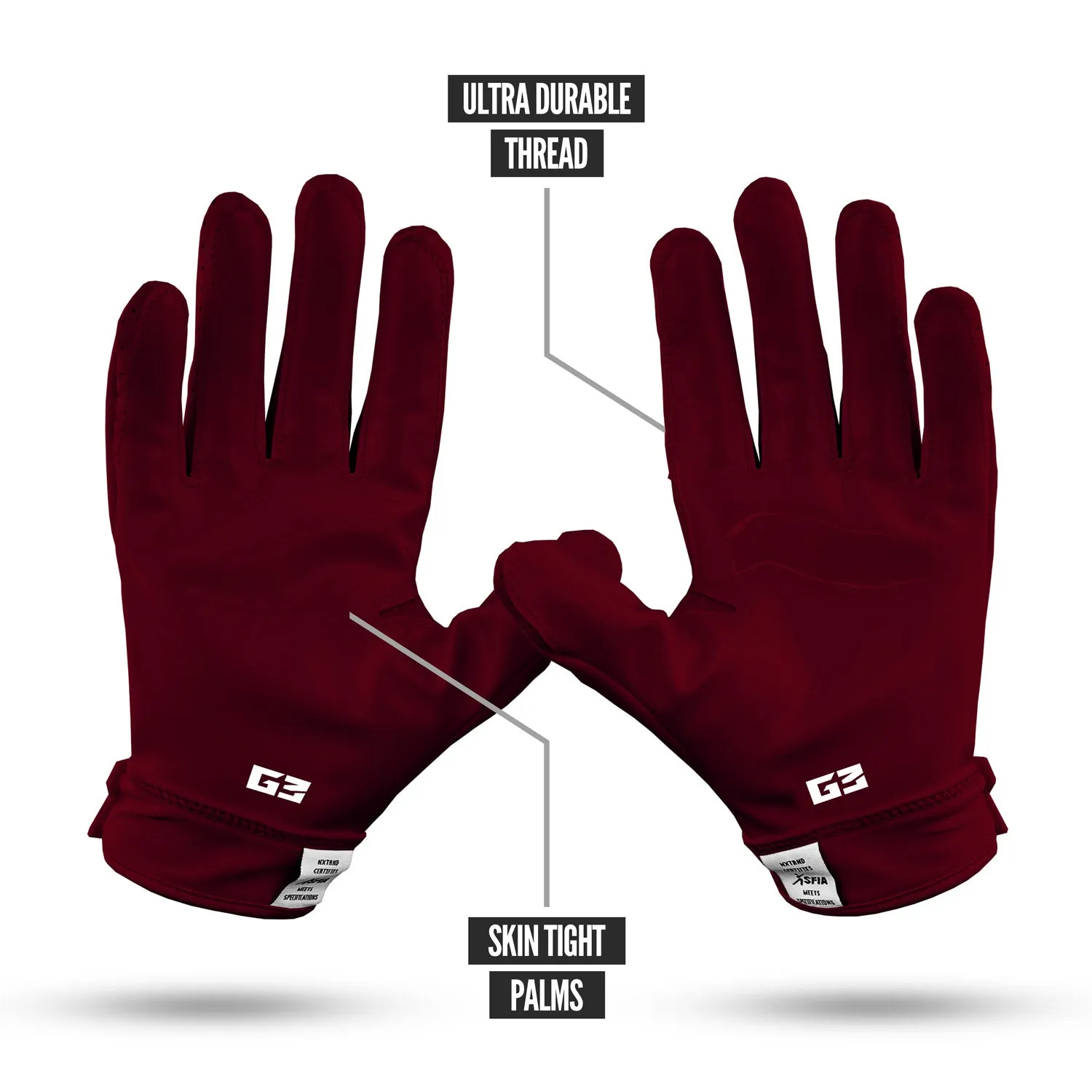 NXTRND G3 Padded Football Gloves Maroon