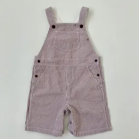 Petit Bateau Brown And White Stripe Seersucker Romper: 24 Months