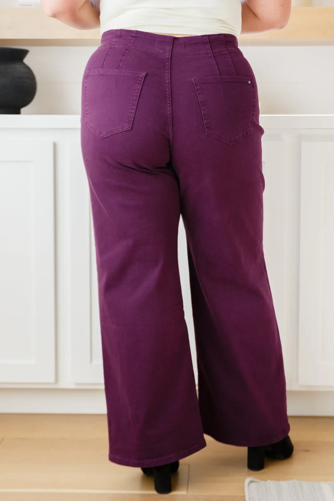 Petunia High Rise Wide Leg Jeans in Plum**