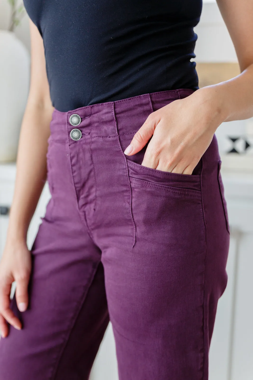 Petunia High Rise Wide Leg Jeans in Plum**