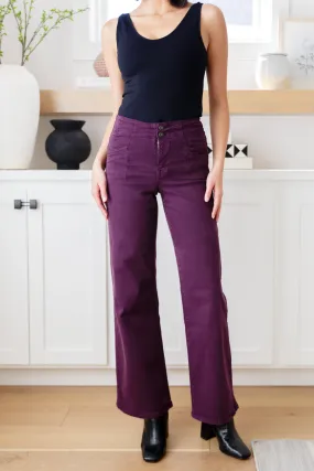 Petunia High Rise Wide Leg Jeans in Plum**