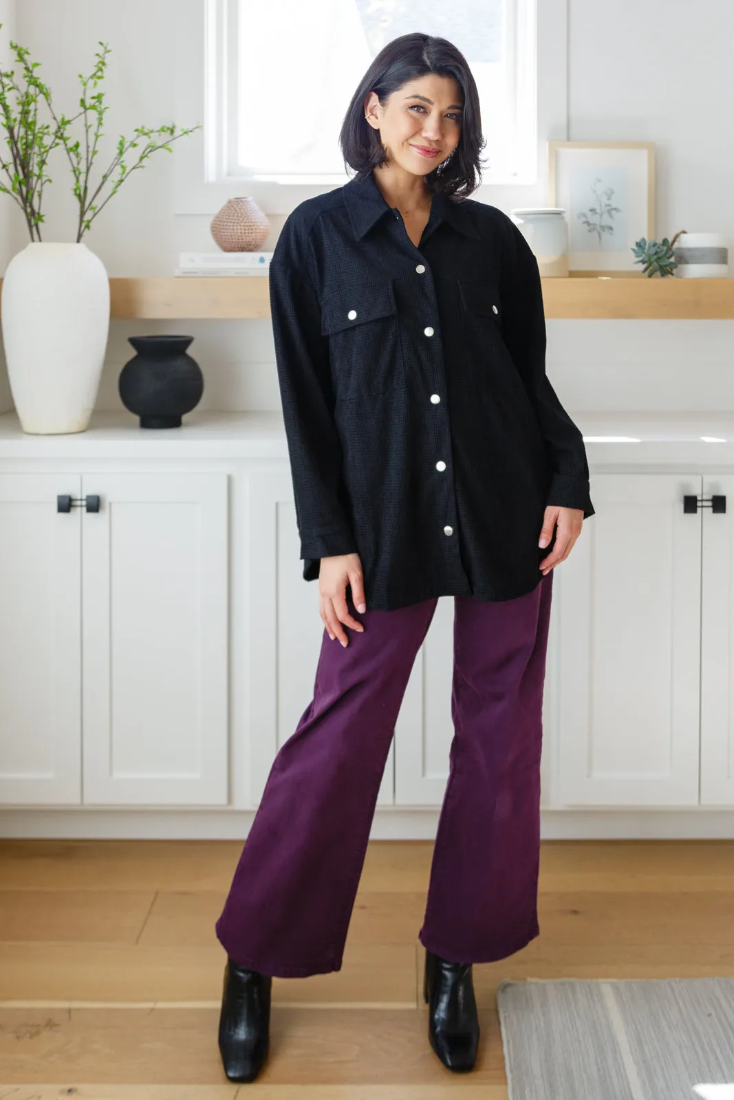 Petunia High Rise Wide Leg Jeans in Plum**