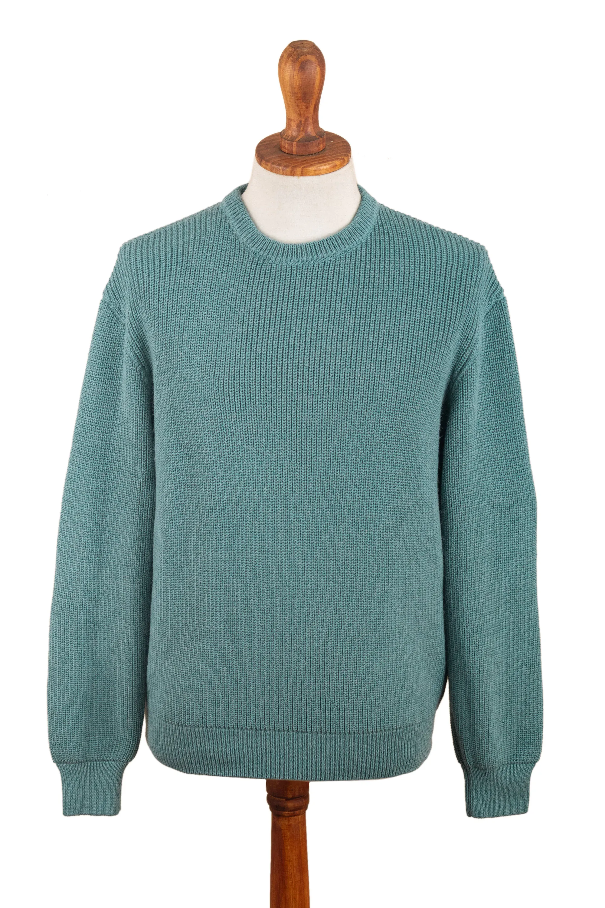 Polyester and Baby Alpaca Men's Pullover in Light Azure, 