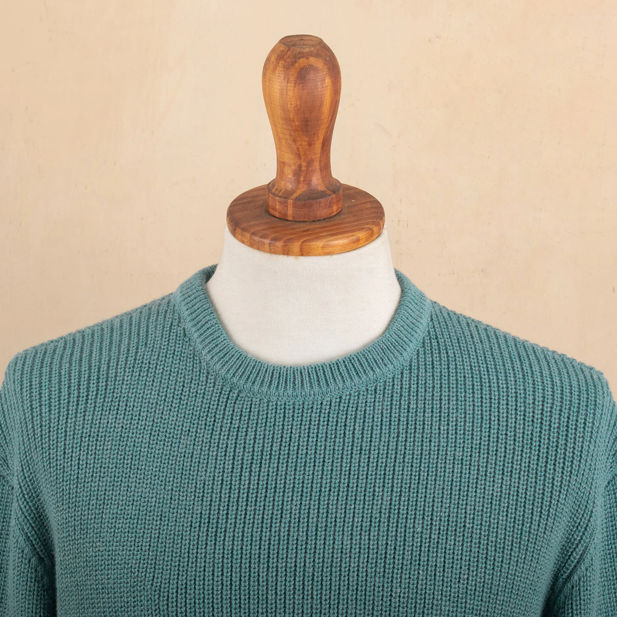 Polyester and Baby Alpaca Men's Pullover in Light Azure, 