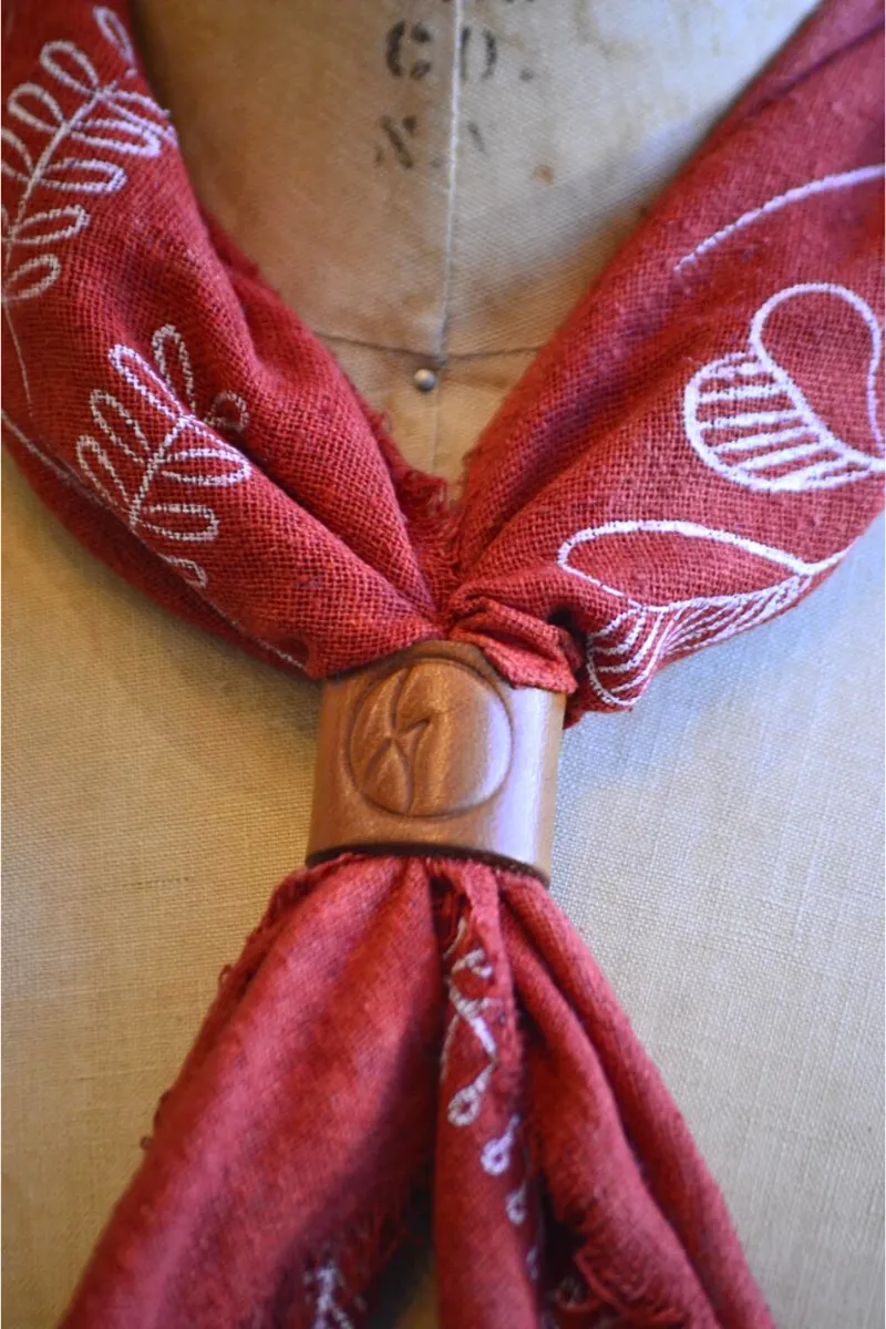 Poppy Red Botanical Print Naturally Dyed Bandana