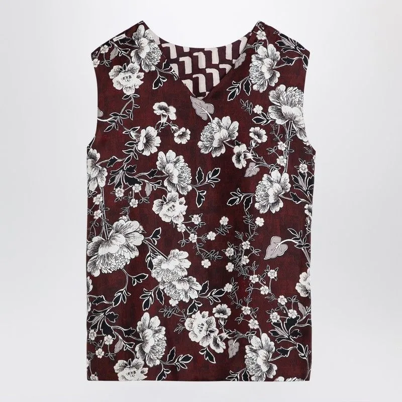 REVERSIBLE PATTERNED SILK CAMISOLE TOP