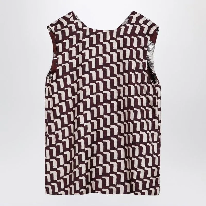 REVERSIBLE PATTERNED SILK CAMISOLE TOP