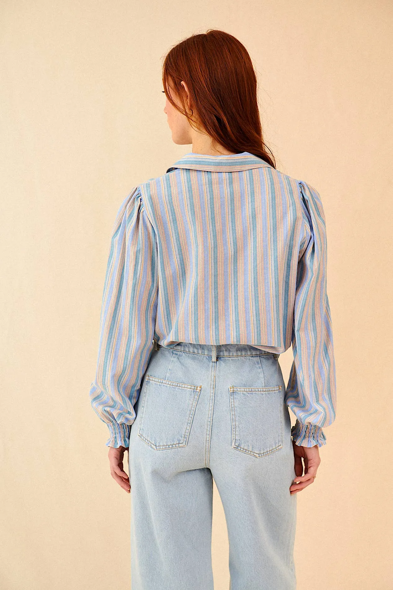 SEA long sleeve striped blouse: L