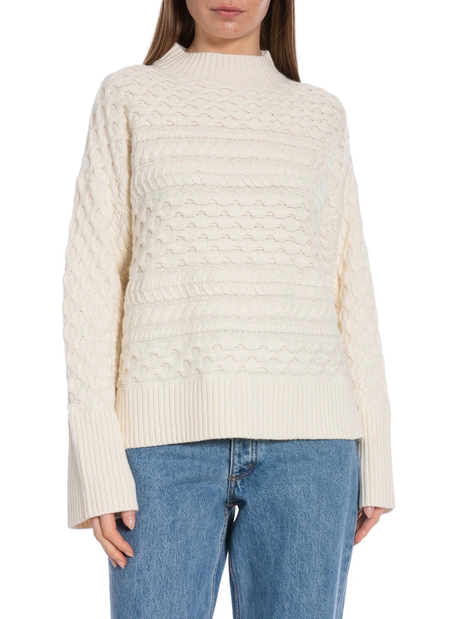 SECOND FEMALE SWEATER GLAVA KNIT T-NECK VAPOROUS WHITE