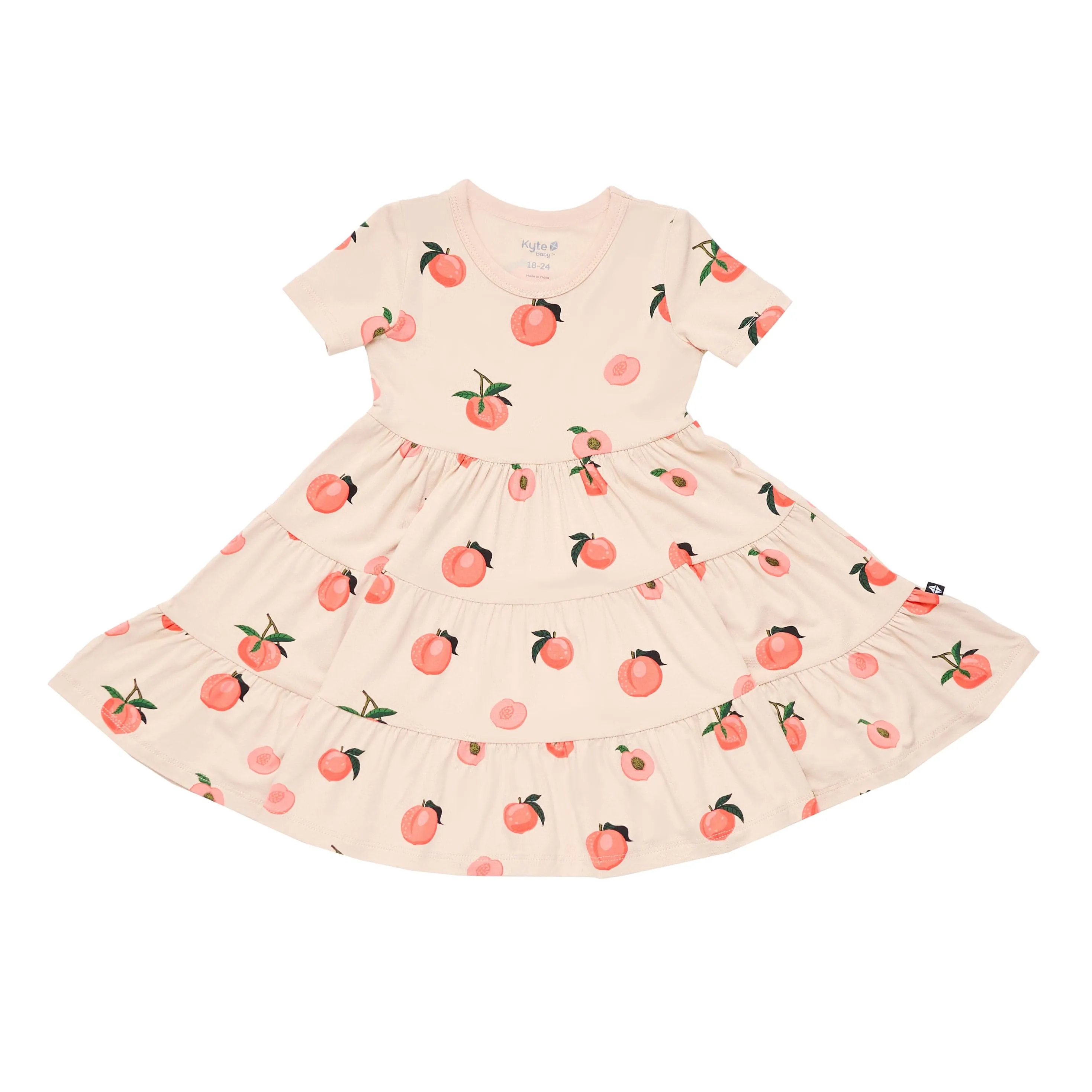 Short Sleeve Tiered Dress in Peach