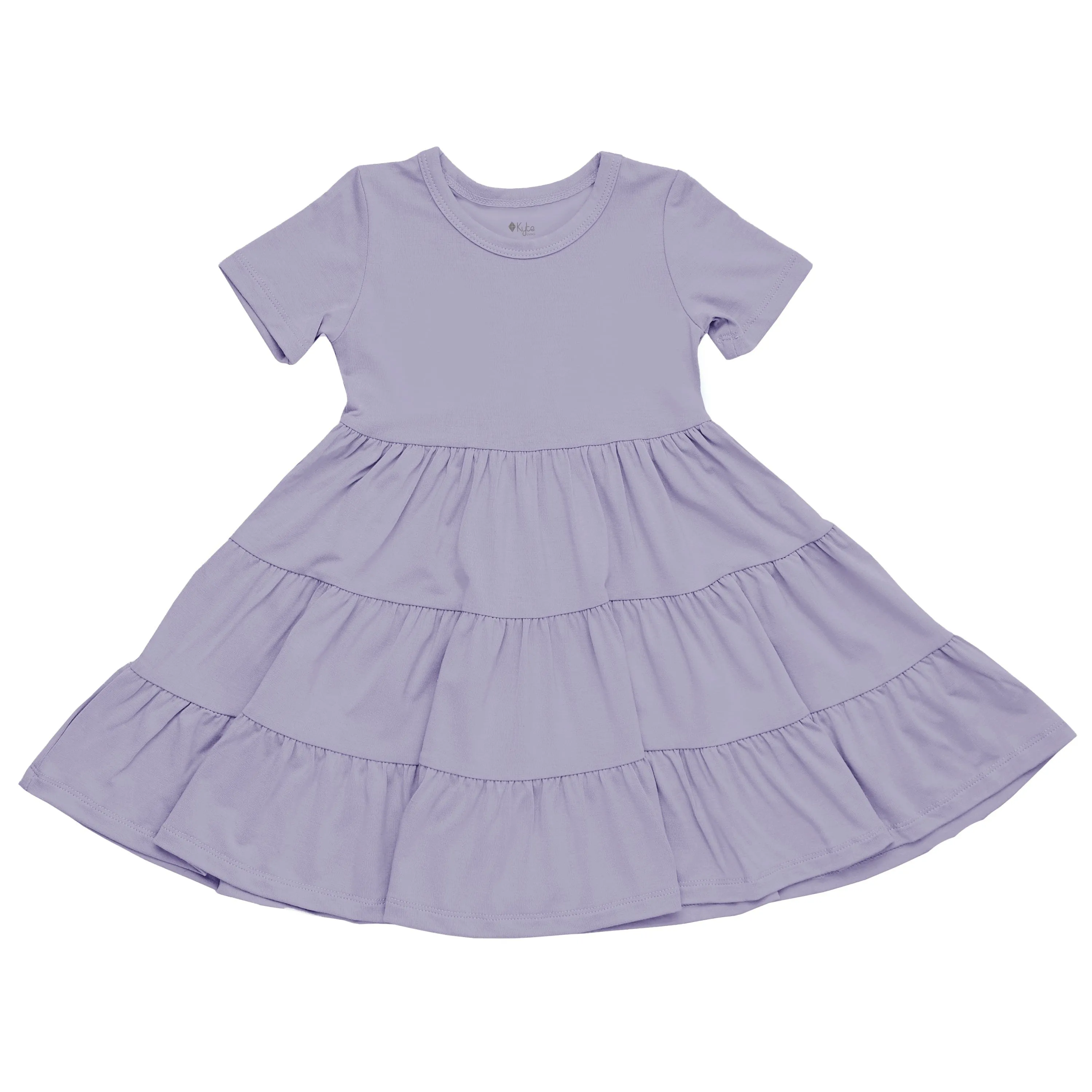 Short Sleeve Tiered Dress in Taro