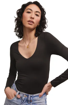 So Smooth V-Neck Bodysuit Black