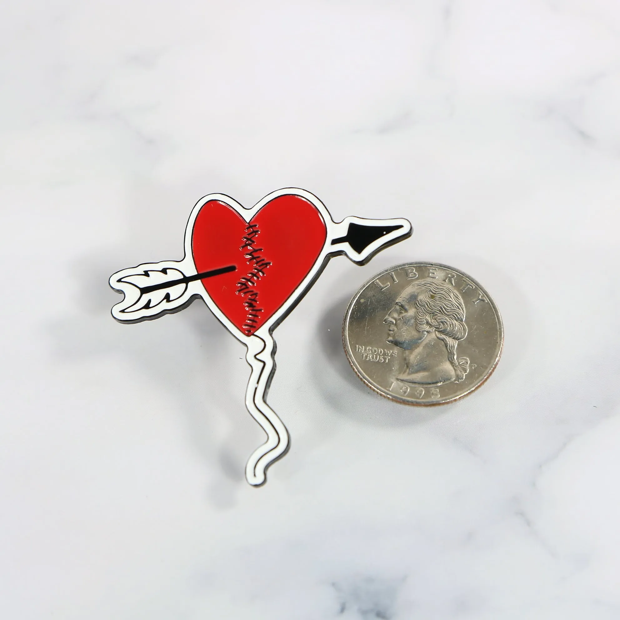 Stitched Heart Balloon With Arrow Fitted Cap Pin | Enamel Pin For Hat