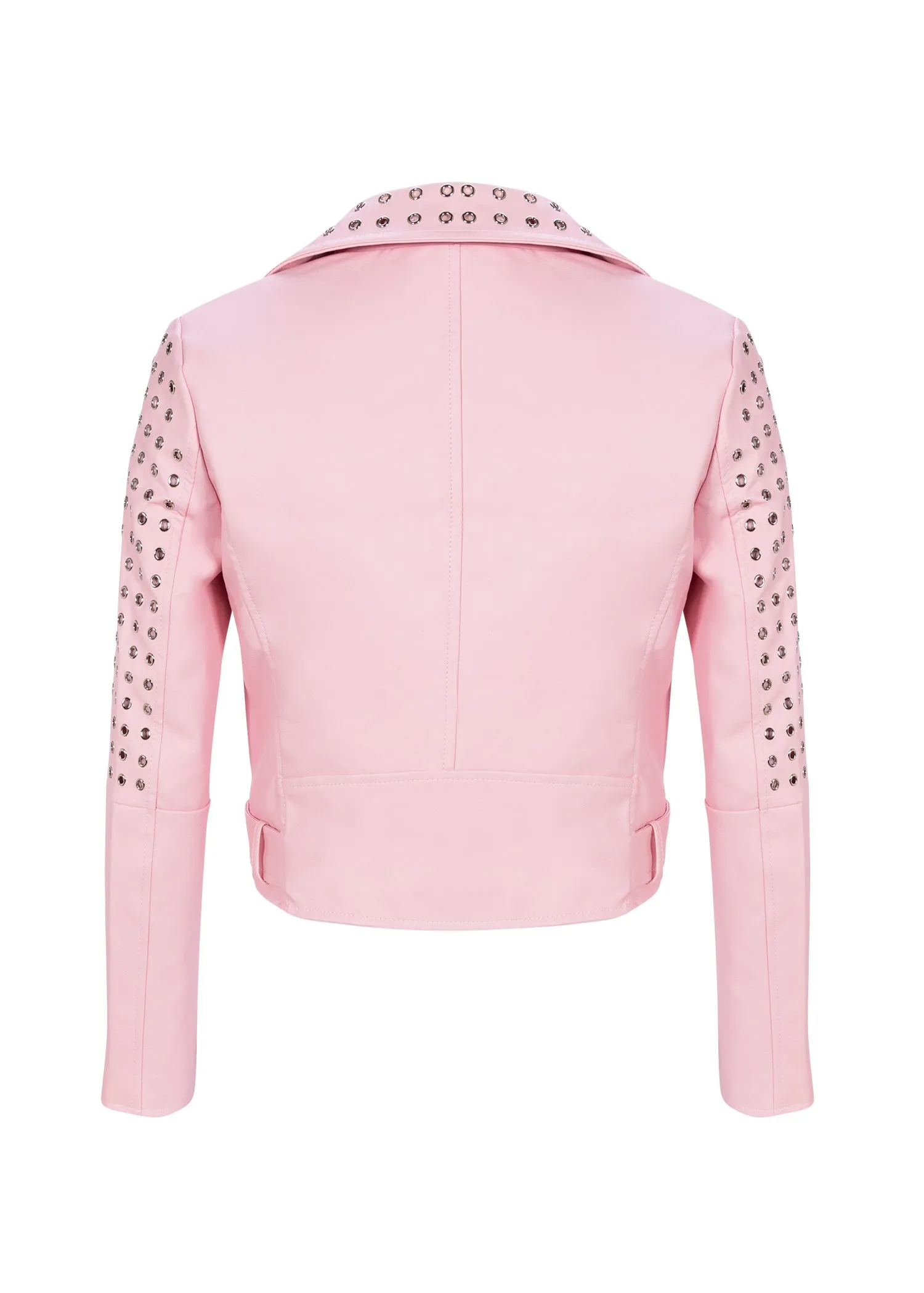 Studded Pink Faux Leather Moto Jacket