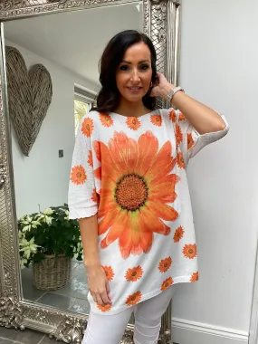 Sunflower Print Knitted Top Doris