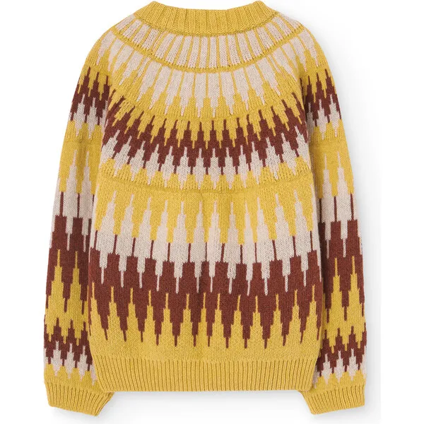 The Animals Observatory Zig Zag Bull Print Sweater, Yellow