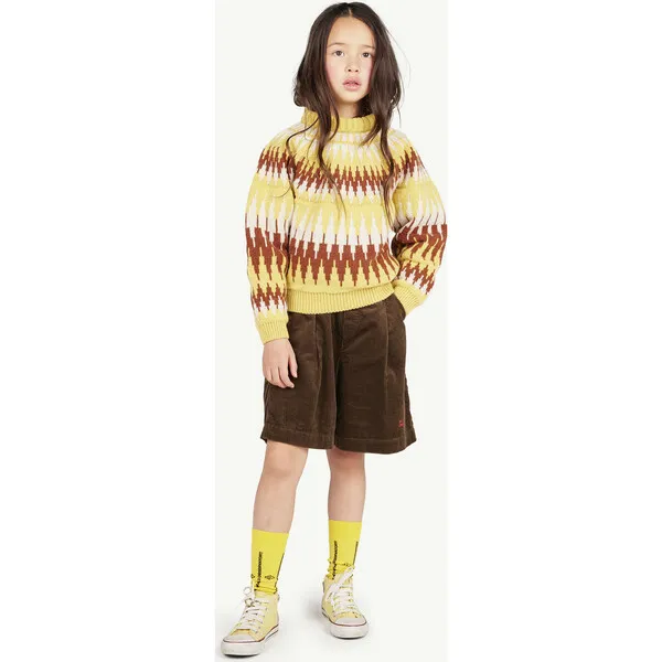 The Animals Observatory Zig Zag Bull Print Sweater, Yellow