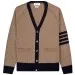 Thom Browne Jersey Stitch Relaxed V-Neck 4-Bar Stripe Cardigan Medium Brown