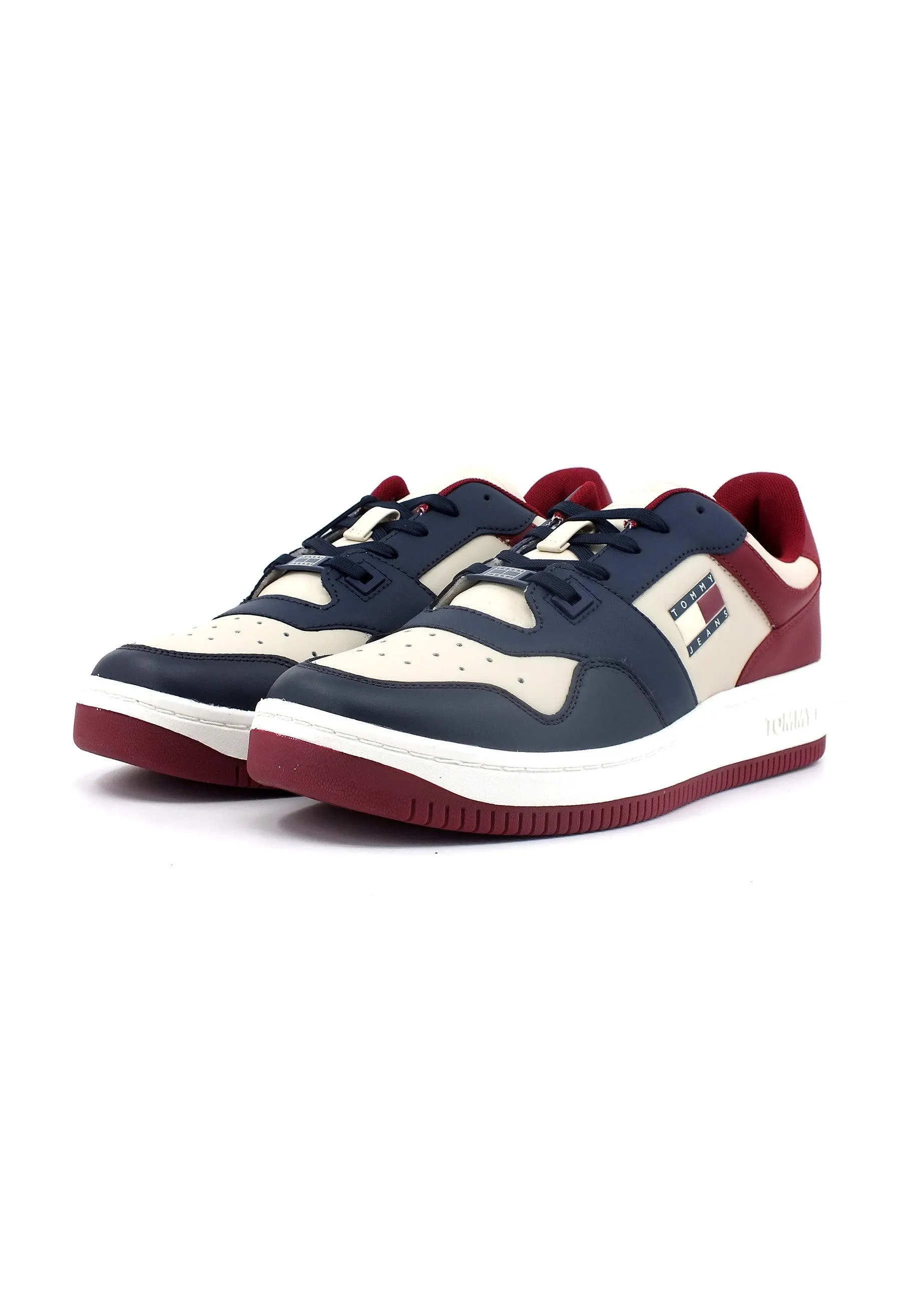 TOMMY HILFIGER Basket Premium Sneaker Uomo Navy Rouge Ecru EM0EM1256