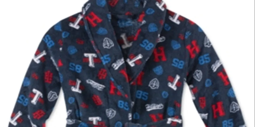 Tommy Hilfiger Little Boy's Printed Plush Robe Blue Size XX-Small