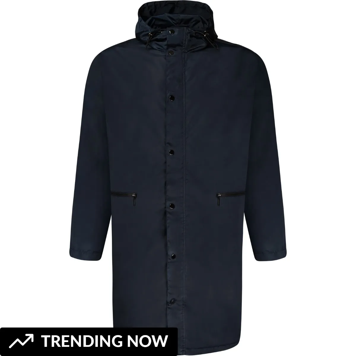 Uptheir Rockling Hooded Long Line Mac - Navy