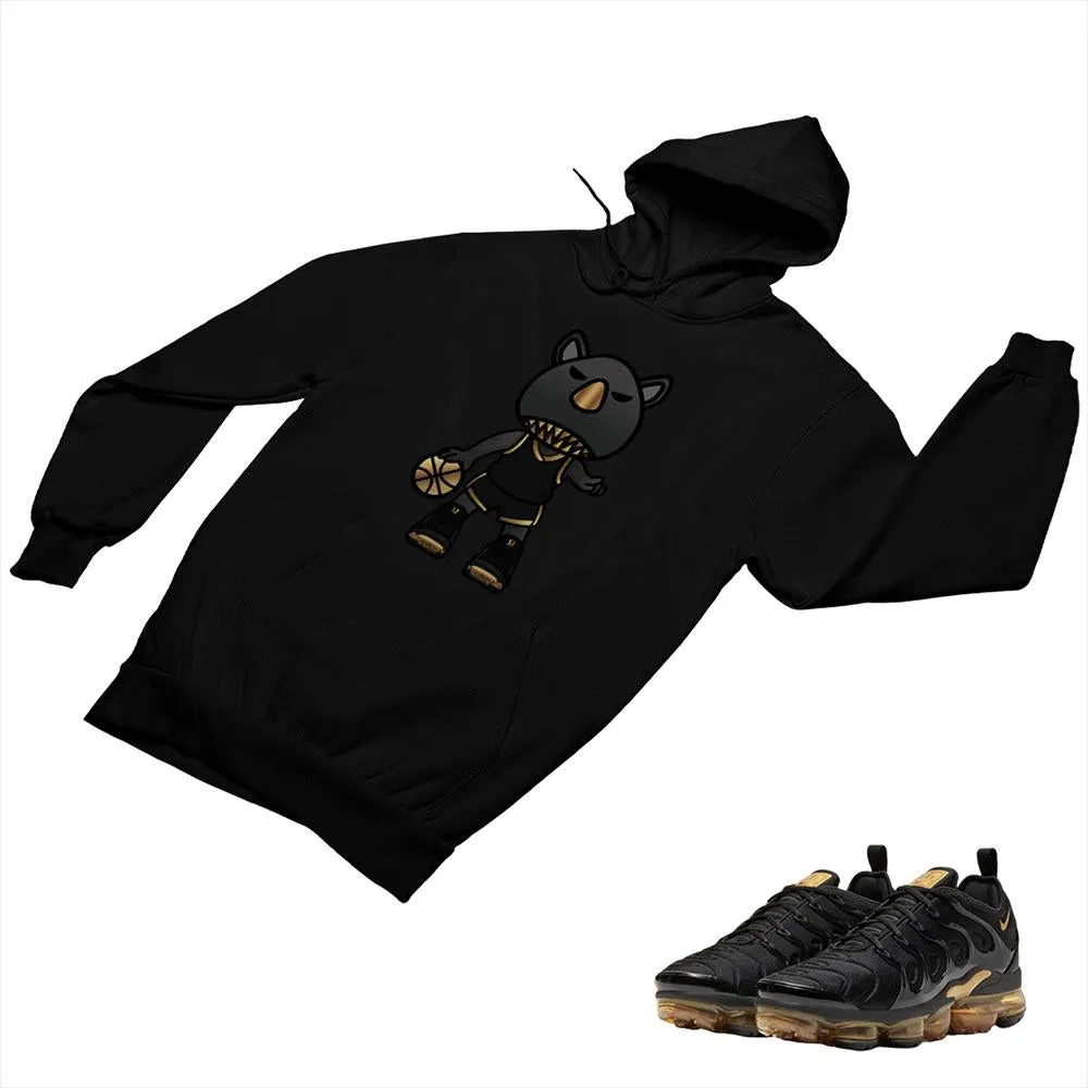 VaporMax Plus Black and Gold Matching Custom Designed Hoodies AVP 2-6-3